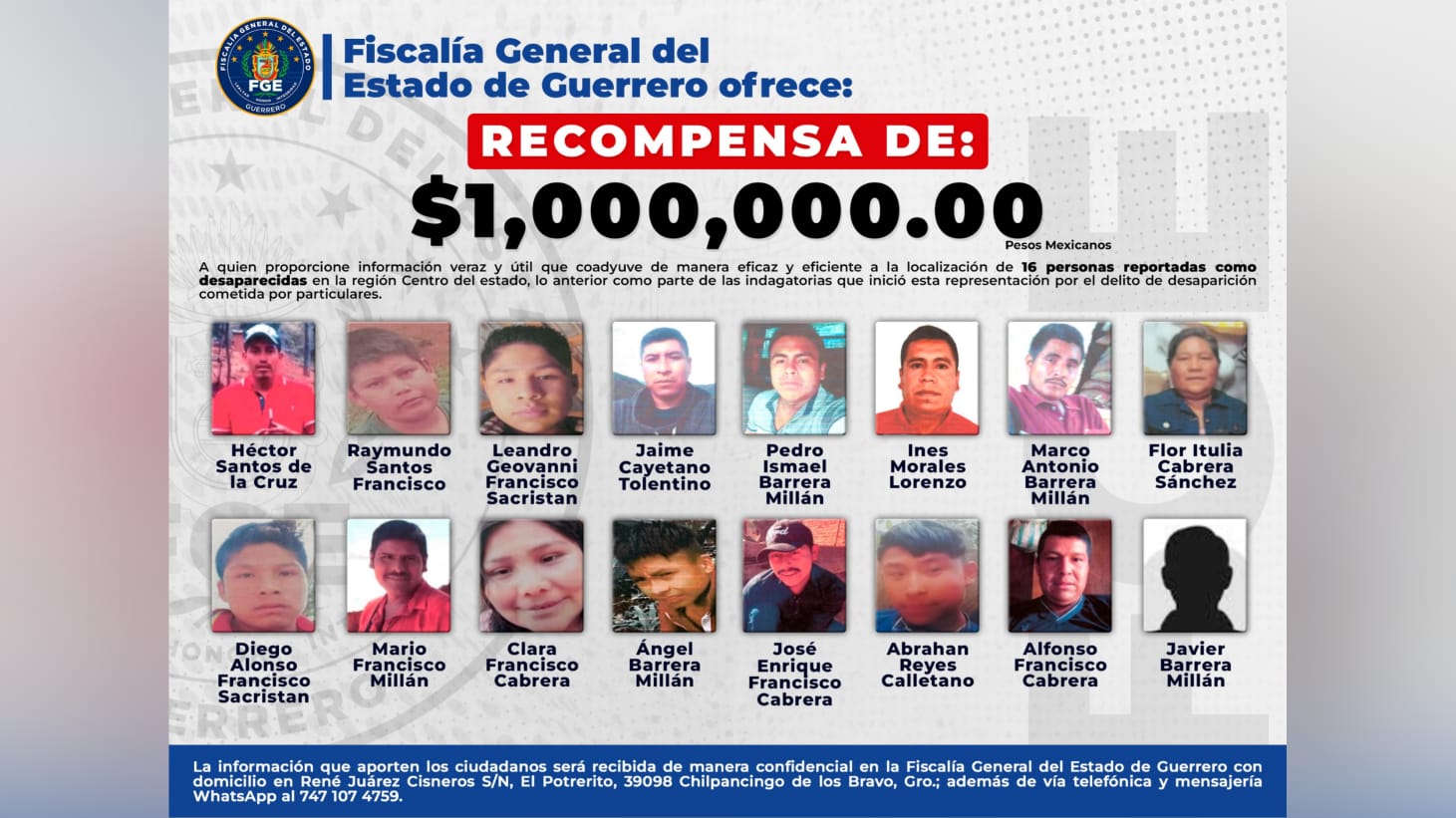 Ofrecen recompensa por habitantes de Chautipan desaparecidos